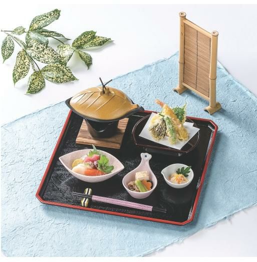 角隅切木目盆黒天朱SL尺2 黒天朱