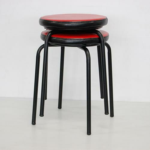 パイプ丸スツール RED 4脚セット