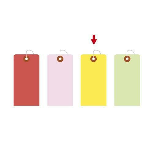 カラー荷札 中 黄 一穴 2000P/2000枚×1箱