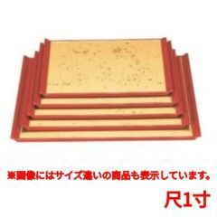 お盆 宴盆色紙金箔渕朱尺1寸 幅335 奥行240 高さ20