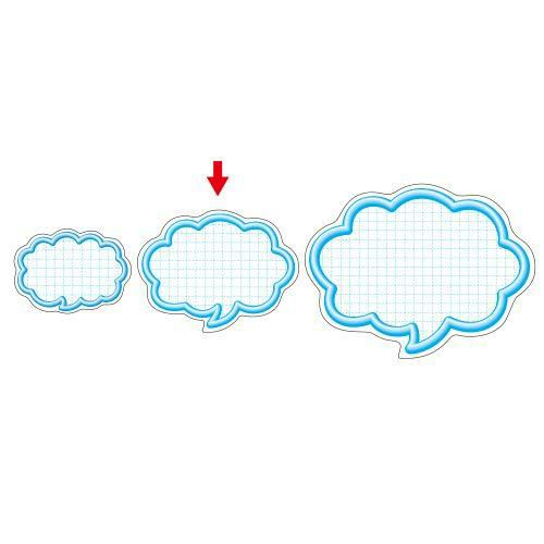 抜型カード 立体枠 吹出し 中 ブルー/50枚×5冊入