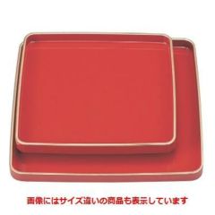 お盆  胴張角盆朱天金尺2寸   幅364 奥行364 高さ25