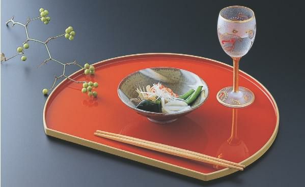 半月盆 半月会席盆白木内朱尺2寸