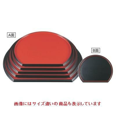 半月盆 半月両面盆朱渕黒/黒刷毛目尺1寸