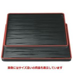 お盆 ヘギ目角盆黒天朱尺0寸 NS加工