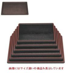 お盆 万葉木目両面盆黒木目天朱/マルーン布目尺4寸 A面NS加工