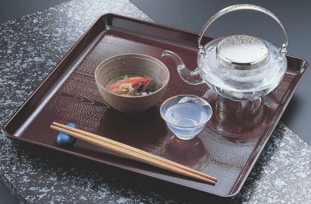 お盆 耐熱新木目角盆溜尺2寸