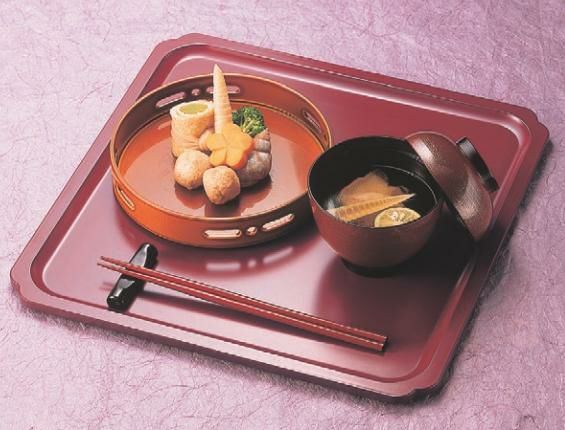 お盆 瑞宝角盆銀朱尺1寸 NS加工