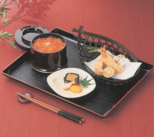 お盆 舟型布目盆黒天朱尺3寸 NS加工