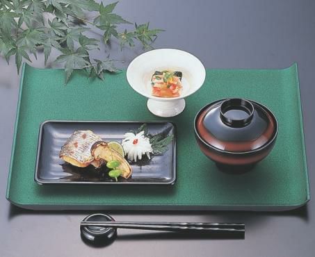 お盆 尺4寸源氏プレートグリーンパール キング塗 NS加工