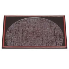 お盆 長手皿半月布目マロン天朱