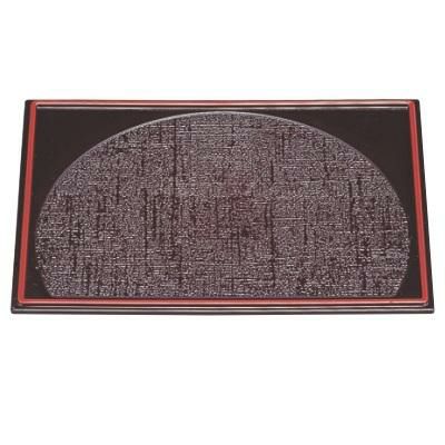 お盆 長手皿半月布目マロン天朱