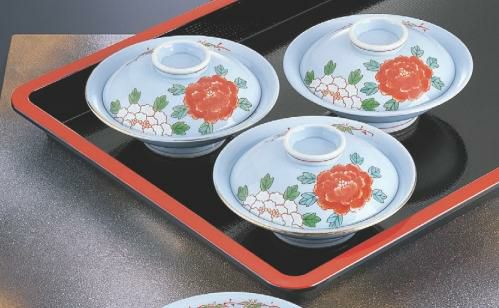 お盆 (中)隅丸脇取盆新黒木目天朱尺9寸(中) NS加工