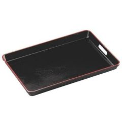 お盆 尺8寸木目脇取盆黒天朱 NS加工