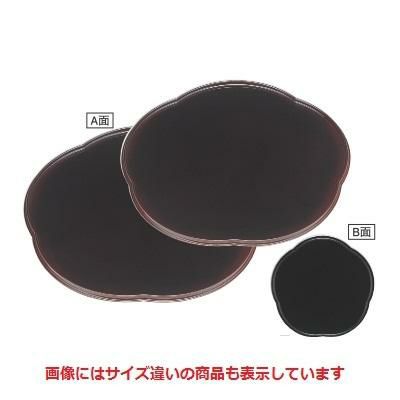 半月盆 梅型会席盆溜B面黒塗尺4寸 A面SS塗 NS加工