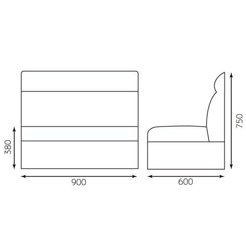 TB オリジナル ボックスソファ W900 ブラック レザー