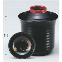 小吸椀  2.5寸平筋箸洗椀黒つば朱見返付 SH塗  高さ71 直径:76