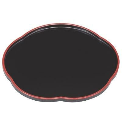 お盆 梅型盆黒天朱8寸