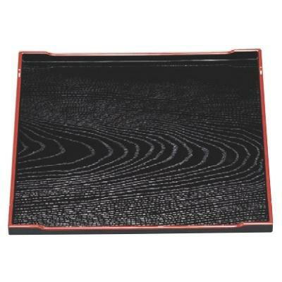 お盆 京風角盆黒木目天朱8寸