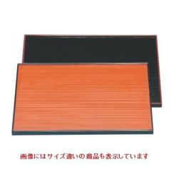 お盆 長手千筋両面盆朱天黒/黒天朱尺3寸