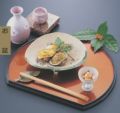半月盆 耐熱半月両面盆朱/グリーン乾漆尺1寸