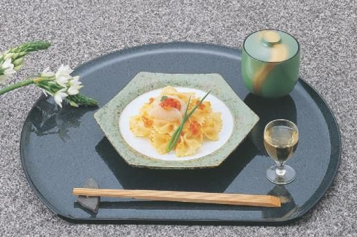 半月盆 錦半月盆御影塗尺2寸 NS加工