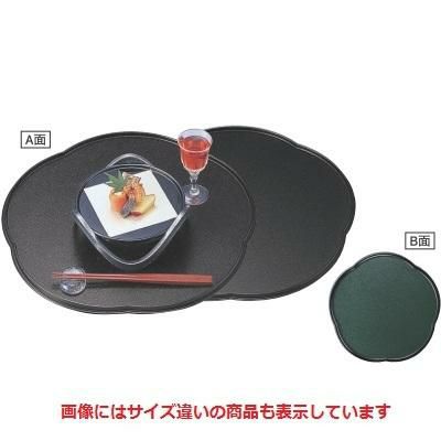 半月盆 梅型会席盆黒石目/グリーン石目尺3寸 A面NS加工 B面ハ-ド塗