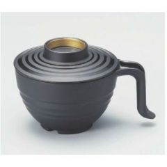 汁椀 手付スープ椀黒ツヤ消ラインつば金内黒塗