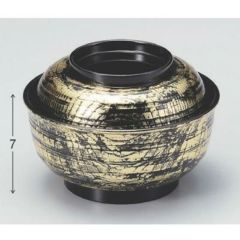 丼碗 5寸乱筋丼黒に金箔