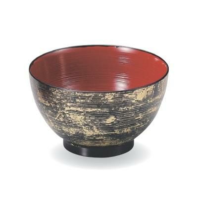 汁椀 刷毛目汁椀黒内朱金箔