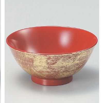 飯碗 刷毛目飯椀朱金箔内朱塗