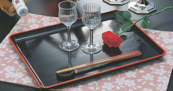 長手盆 新木目長手盆黒天朱尺4寸 幅広型