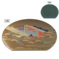 御膳 尺3寸半月敷膳梨地源氏絵/グリーン乾漆 高蒔絵