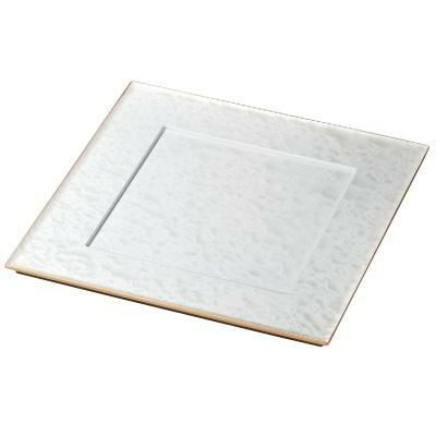 御膳 尺1寸角懐石プレート白アクア渕金