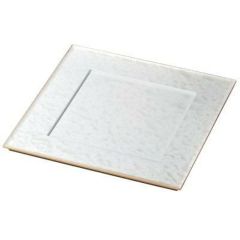 御膳 尺1寸角懐石プレート白アクア渕金