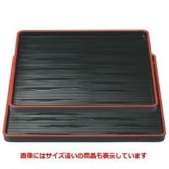 お盆 ヘギ目角盆黒天朱尺1寸 NS加工