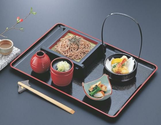 お盆 一休木目盆黒天朱新尺2寸 NS加工