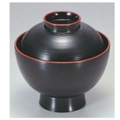 小吸椀 小丸椀黒刷毛目天朱 漆器