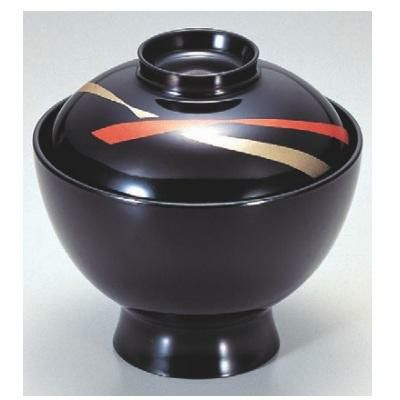 小吸椀 花小吸椀黒花帯 漆器