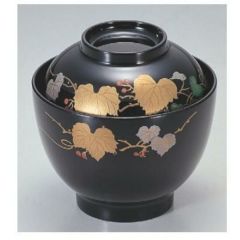 小吸椀 耐熱玉子吸椀黒ツタ 漆器