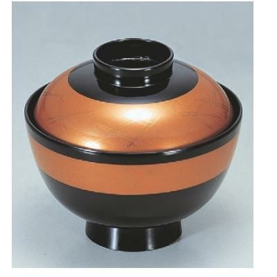 小吸椀 越前椀黒に帯金松葉 SH塗 漆器