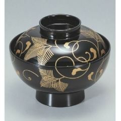 小吸椀 御殿吸椀黒松唐草 SH塗 漆器
