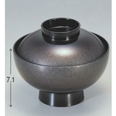 小吸椀  御殿吸椀黒銀かすみ  漆器 高さ71 直径:120