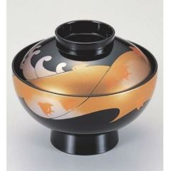 小吸椀 御殿吸椀黒波千鳥 漆器