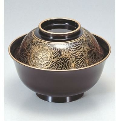 小吸椀 4寸羽反吸椀黒金蘭 SH塗 漆器