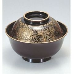 小吸椀 4寸羽反吸椀黒金蘭 SH塗 漆器