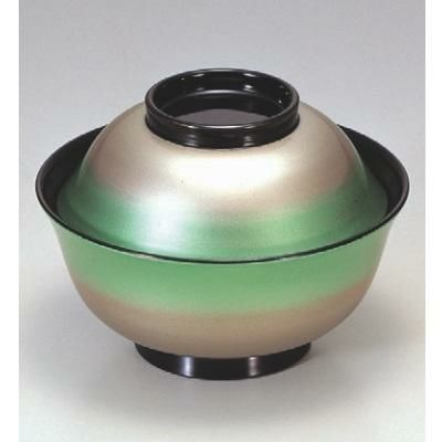 小吸椀 4寸羽反吸椀緑銀ぼかし SH塗 漆器