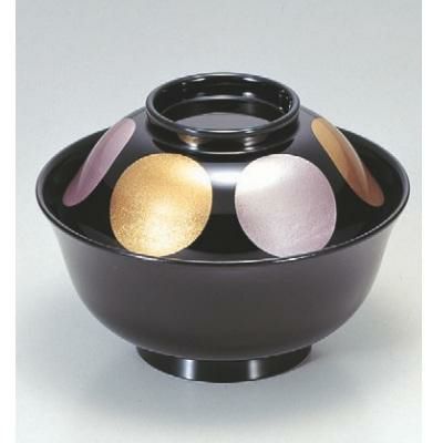 小吸椀 4寸羽反吸椀黒金雅日月 漆器