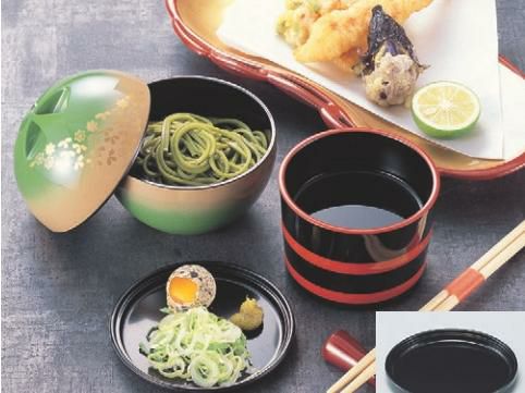 そば弁当 源氏椀グリーンぼかし春秋オヤ・フタ