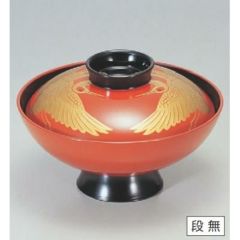 小吸椀 4.5寸小槌吸椀朱つば黒二羽鶴 SH塗 漆器